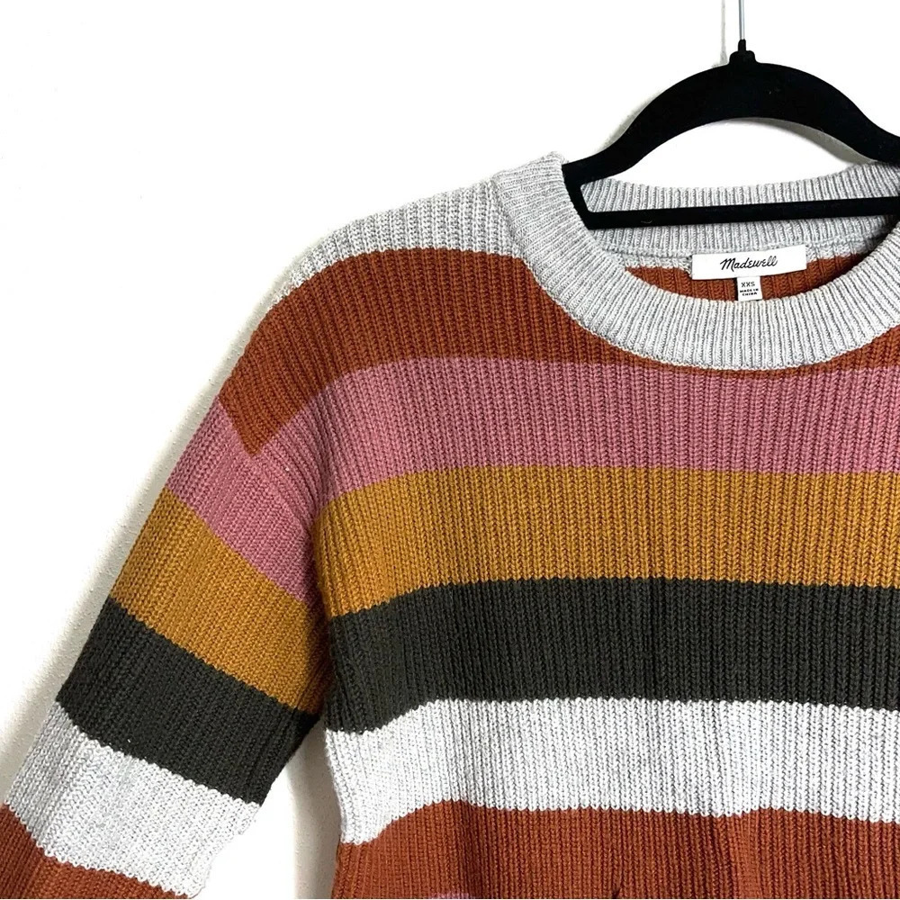 Madewell Patch Pocket Pullover Sweater in Multi Walton Stripe XXsmall Women’s - Picture 4 of 11